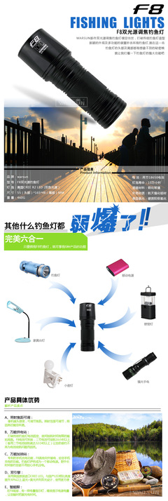 沃爾森正品F8調焦變焦夜釣燈 專業釣魚裝備的明智選擇